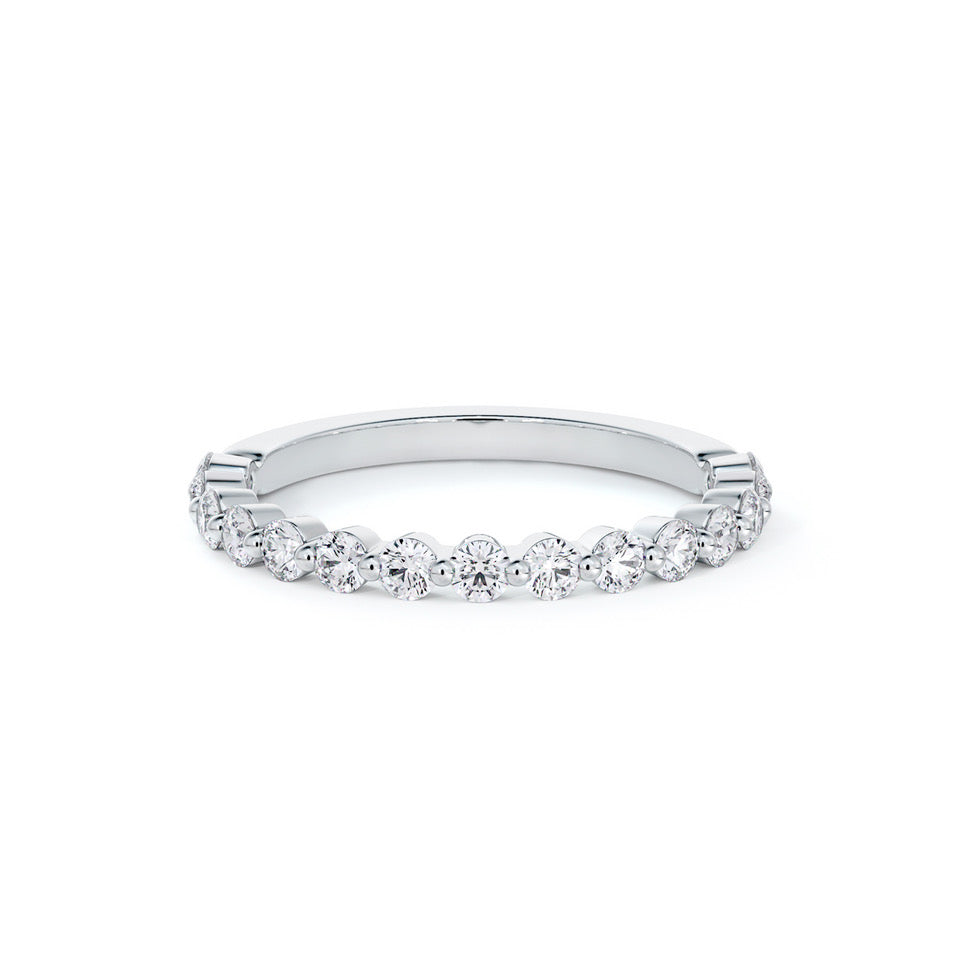 18k white gold single prong diamond band 0.81ct