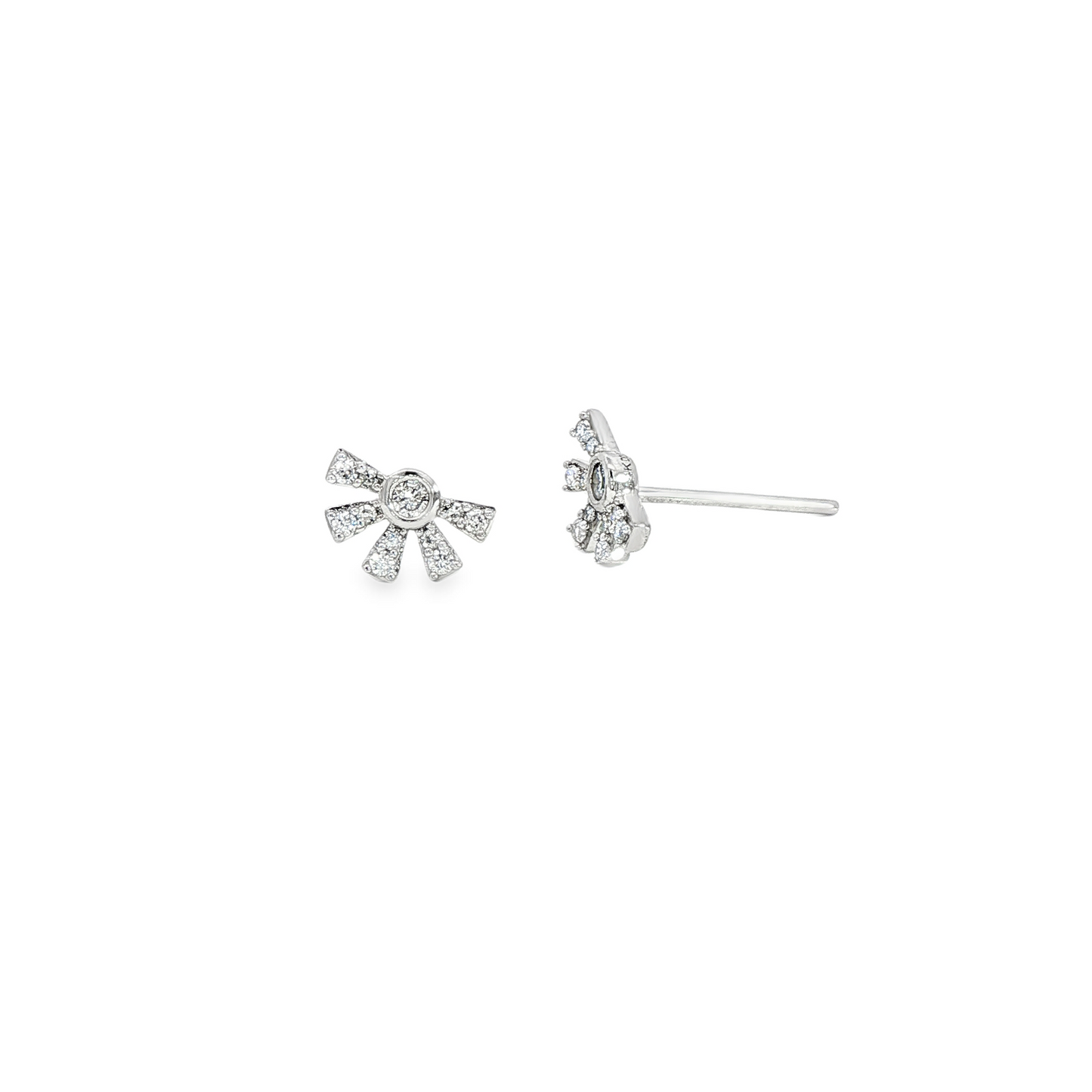 14K White Gold Single Cut Diamond Stud Fashion Earrings 0.14Ctw