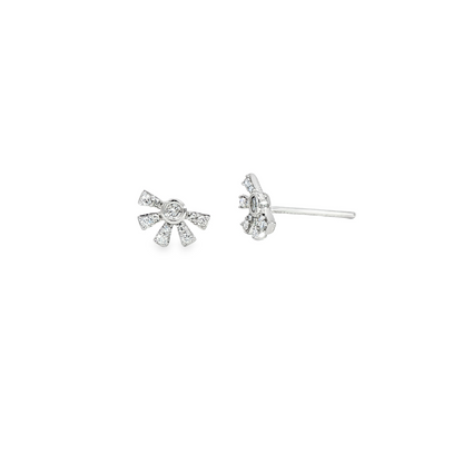 14K White Gold Single Cut Diamond Stud Fashion Earrings 0.14Ctw