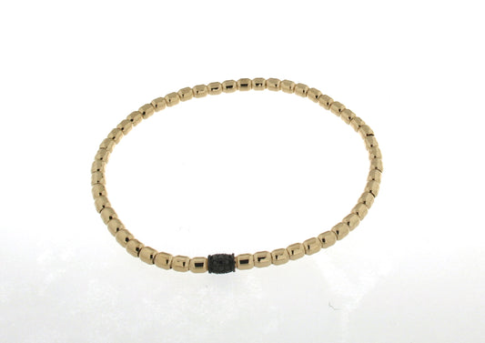 18k yellow gold stretchy bracelet with black diamonds
