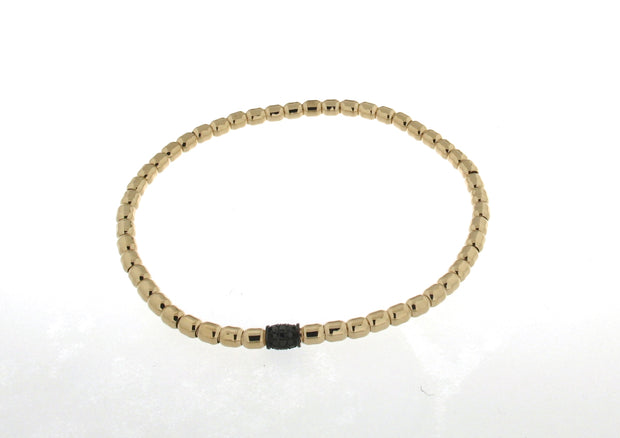18k yellow gold stretchy bracelet with black diamonds