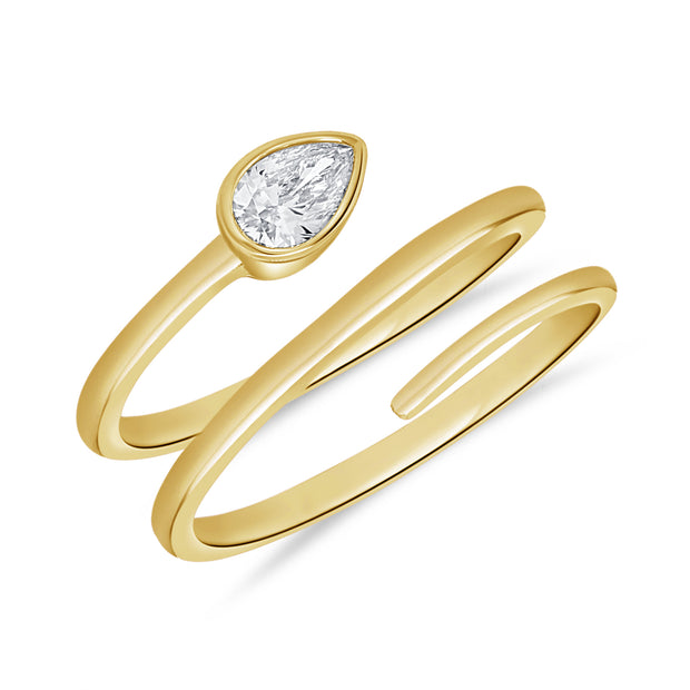 14K Yellow Gold Womens Pear Diamond Wrap Fashion Ring  0.30Ct