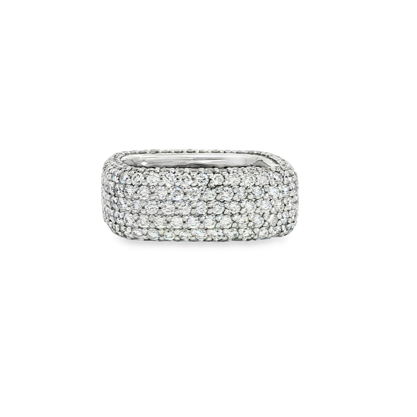 18K White Gold Diamond Square Fashion Ring 4.90Ctw