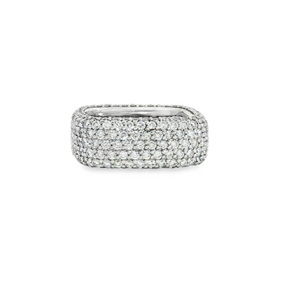 18K White Gold Diamond Square Fashion Ring 4.90Ctw