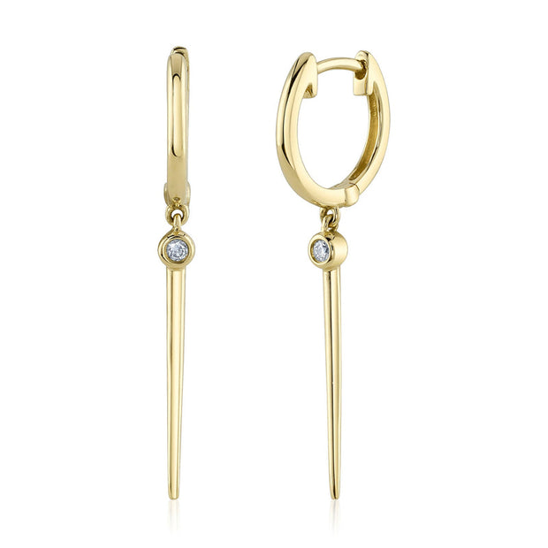 diamond bezel and bar dangle earrings 0.04ct