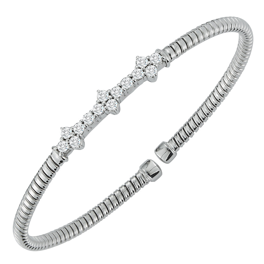 18K White Gold 0.70Ct Diamond Flex Bangle Bracelet