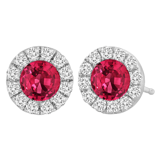 18k white gold diamond and ruby studs 0.55ct