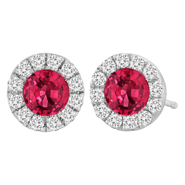 18k white gold diamond and ruby studs 0.55ct