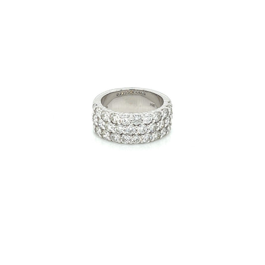 14k white gold three row diamond band 2.73ct