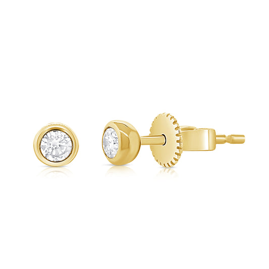 14K Yellow Gold Bezel Fashion Stud Earrings 0.18C