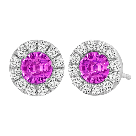 18k white gold pink sapphire and diamond studs 0.55ct