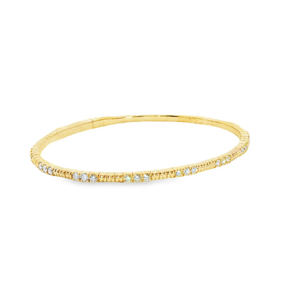 14K Yellow Gold 11 Section  Diamond Soft Flex Bracelet 0.85Ctw