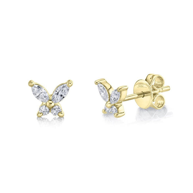 14k white gold diamond butterfly studs 0.29ct