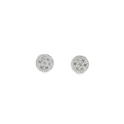 18K White Gold 0.88Ct Round Diamond Cluster Stud Earrings