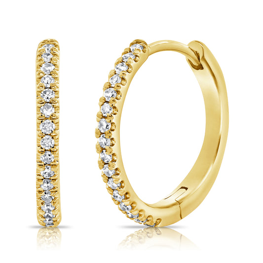 14K Yg Small Diamond Hoop D=0.10Ct