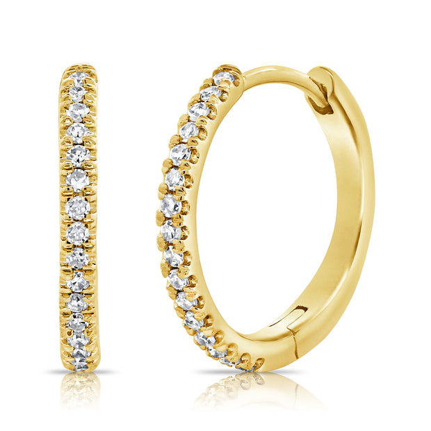 14K Yg Small Diamond Hoop D=0.10Ct