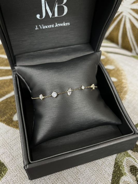 Fancy Shape Diamond Station Bracelet 0.68ct