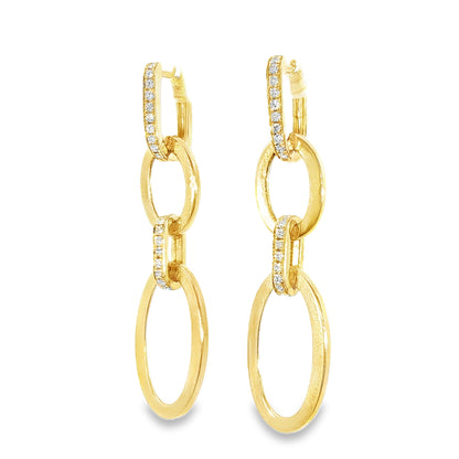 14K Yellow Gold Drop Earrings Containing Rd Diamonds 0.30Ct