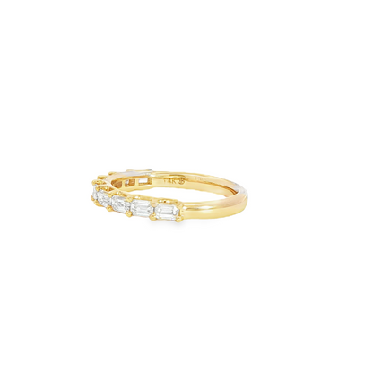 14K Yellow Gold Lab Diamond East To West Emerald Shared Prong Band 1/2 Way