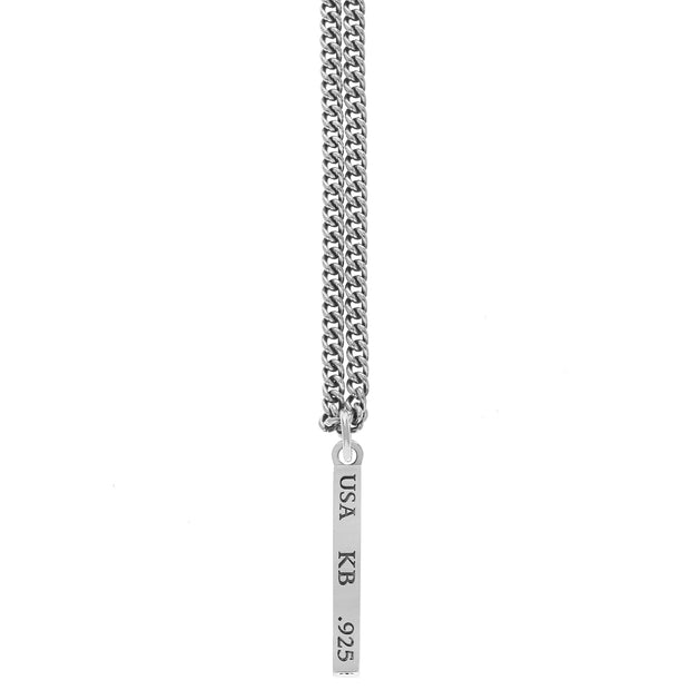 Silver Plain Bar Pendant 18"