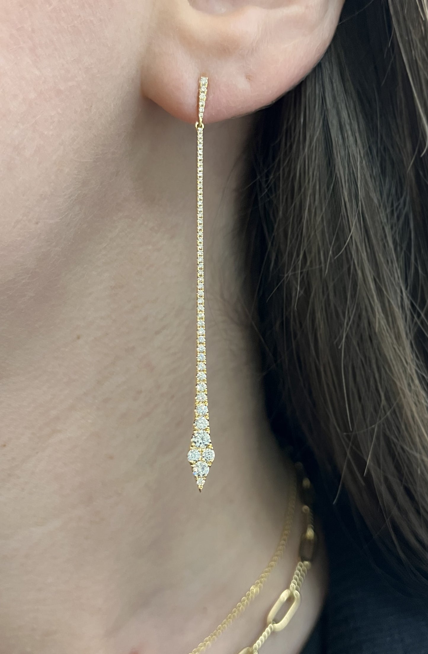 Straight diamond arrow drop earrings