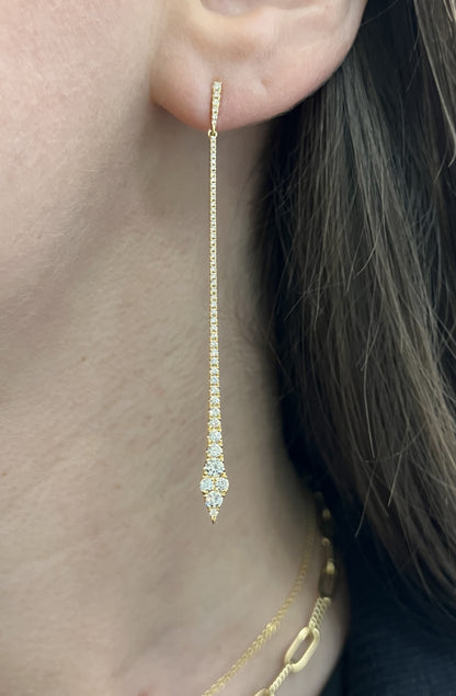 Straight diamond arrow drop earrings