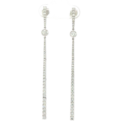 18K White Gold Round Diamond Drop Earrings 69Mm D=1.29Ct