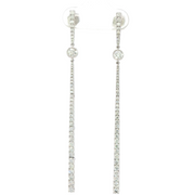 18K White Gold Round Diamond Drop Earrings 69Mm D=1.29Ct