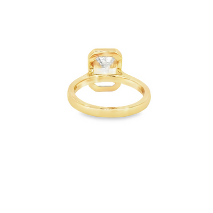 Custom Engagement Ring 3.07Ct Emerald Cut Bezel Set Diamond 14K Yellow Gold 2.5Mm Cathedral Mounting