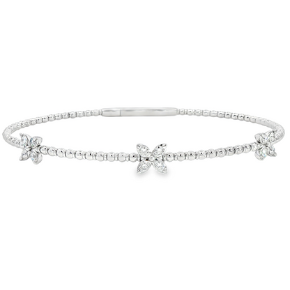 14Kwg Diamond Flex  Station Bracelet Containng 3  Sections  12Rd = 0.32Ct