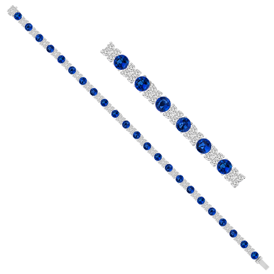 18k white gold diamond and sapphire tennis bracelet