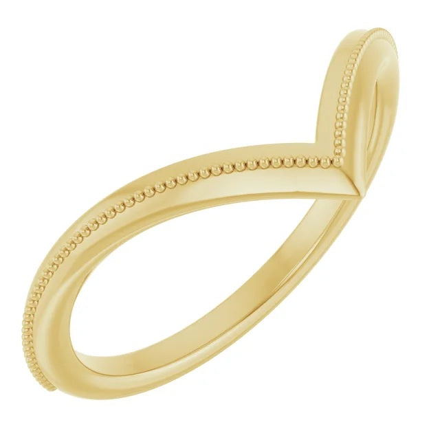 14K Yellow Gold "V" Contour Band With Milgrain