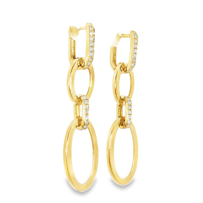 14K Yellow Gold Drop Earrings Containing Rd Diamonds 0.30Ct