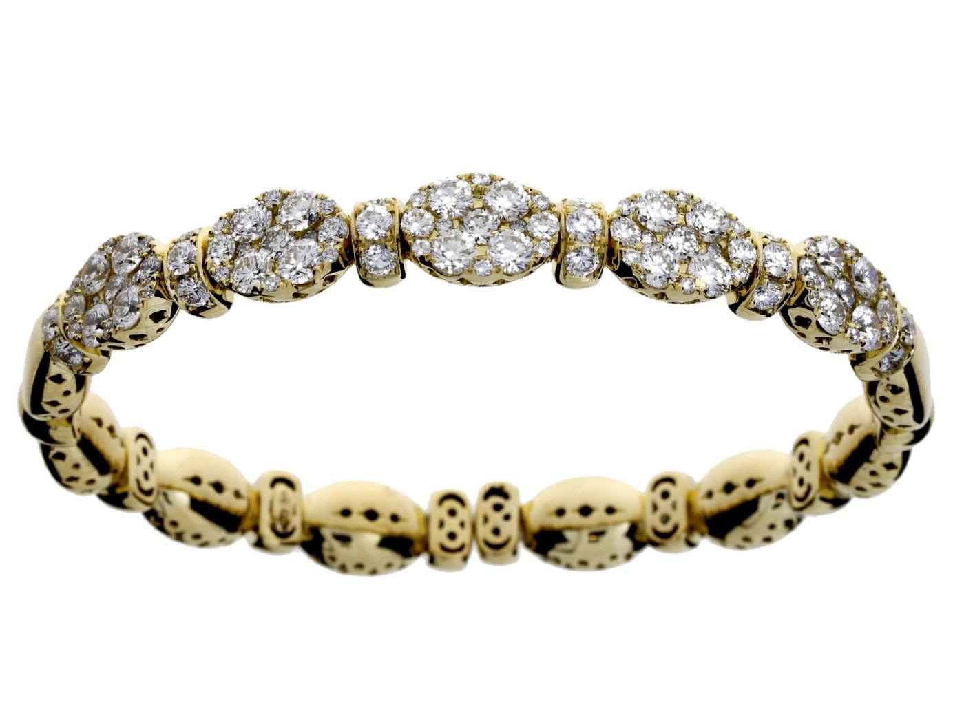 18k yellow gold diamond flex bangle 3.81ct