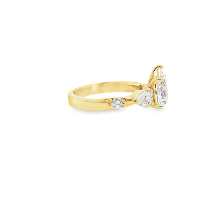 Custom 14K Yellow Gold Pear Five Stone Engagment Ring