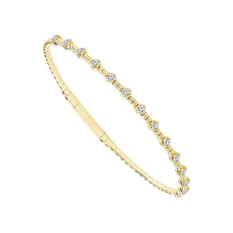 14K Yellow Gold 14 Station Diamond Flex Bracelet 0.50Ctw Size 6.75