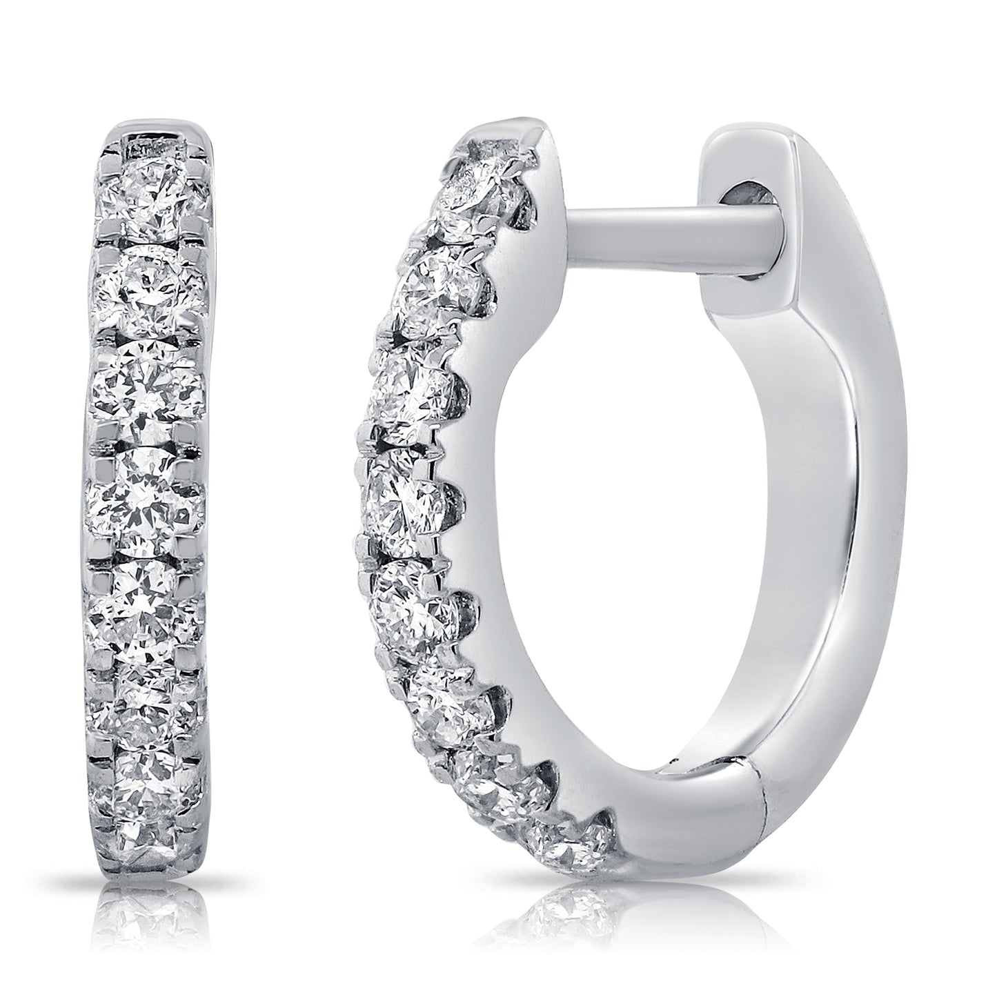 14K Wg Small Diamond Huggie Earring D=21Ct