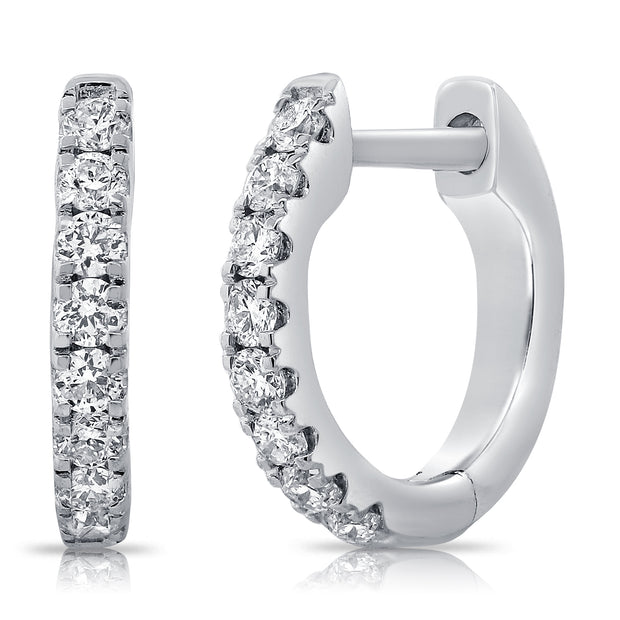 14K Wg Small Diamond Huggie Earring D=21Ct
