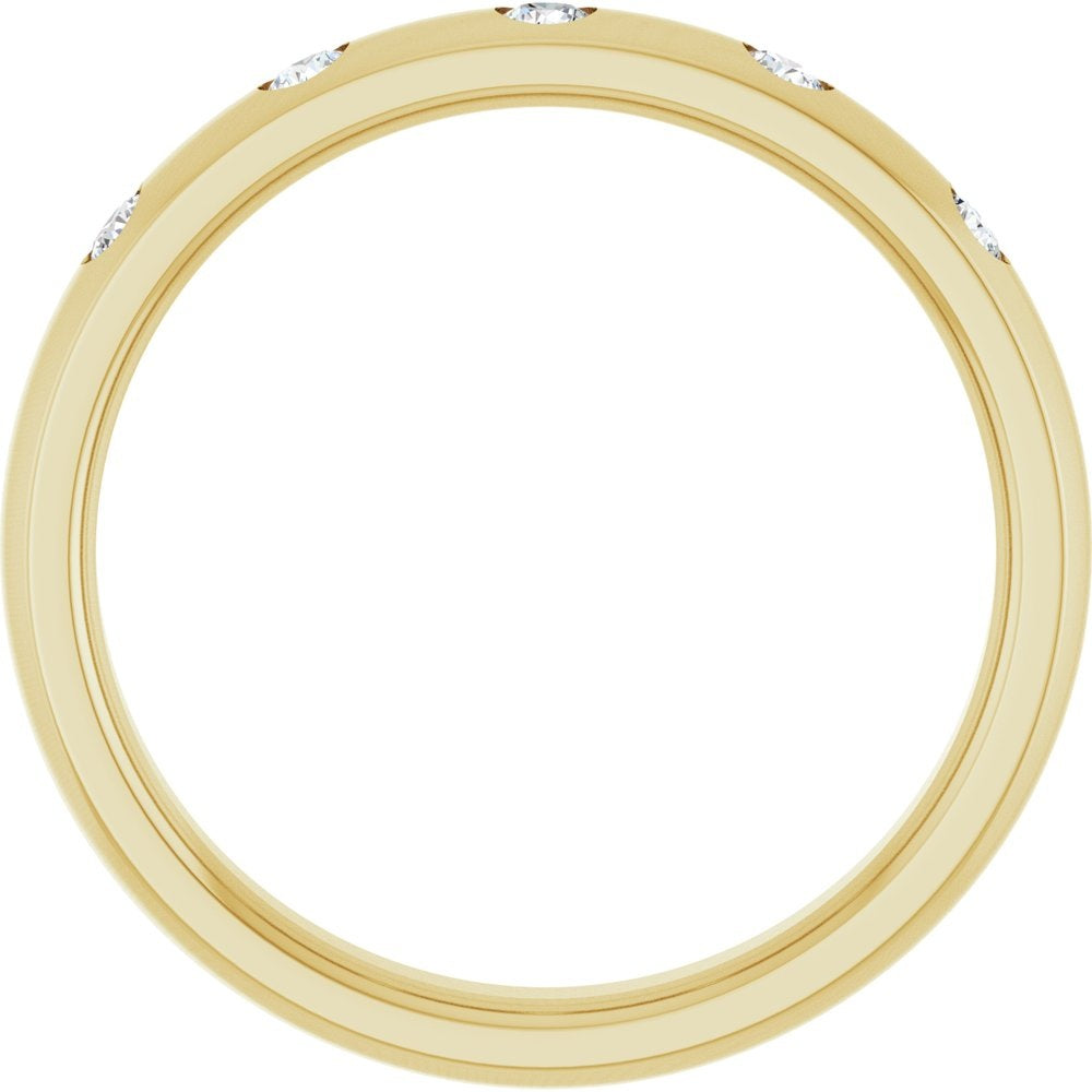 14K Yellow Gold 4mm Lab Burnish Set Band
