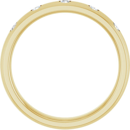 14K Yellow Gold 4mm Lab Burnish Set Band