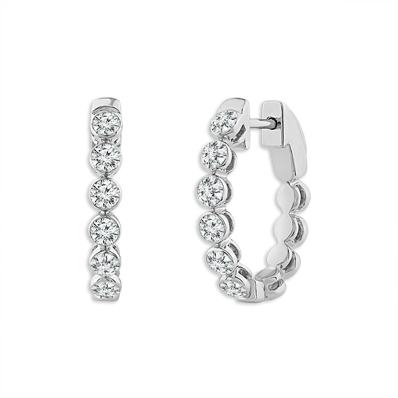 14K  White Gold Lab Grown Diamond  Hoops Sky Set 1.00ctw