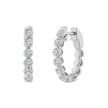 14K  White Gold Lab Grown Diamond  Hoops Sky Set 1.00ctw