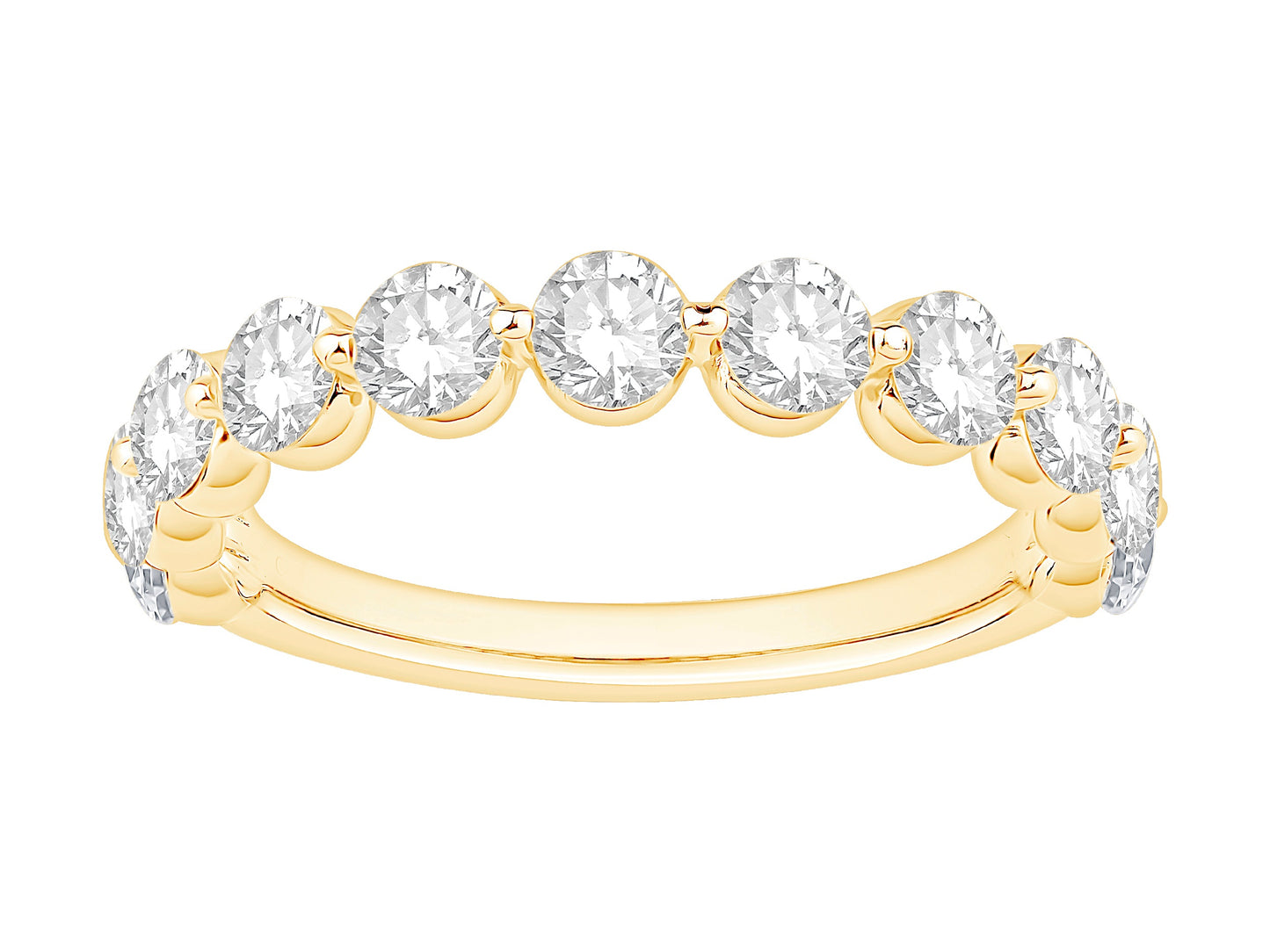 14K Yellow Gold Single Prong Round Lab Diamond Band 3/4 Way Around Containing 11 0.05Pts 1.50Ctw