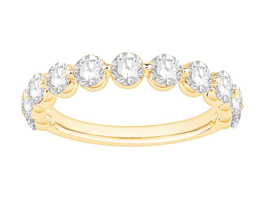 14K Yellow Gold Single Prong Round Lab Diamond Band 3/4 Way Around Containing 11 0.05Pts 1.50Ctw