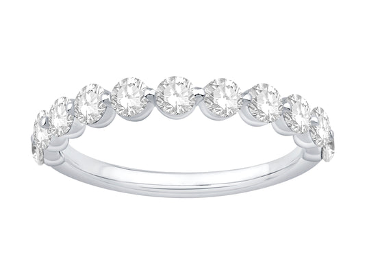 14K White Gold Lab Grown Single Prong Diamond Band Containing 11Rd Toatling 1.00Ct