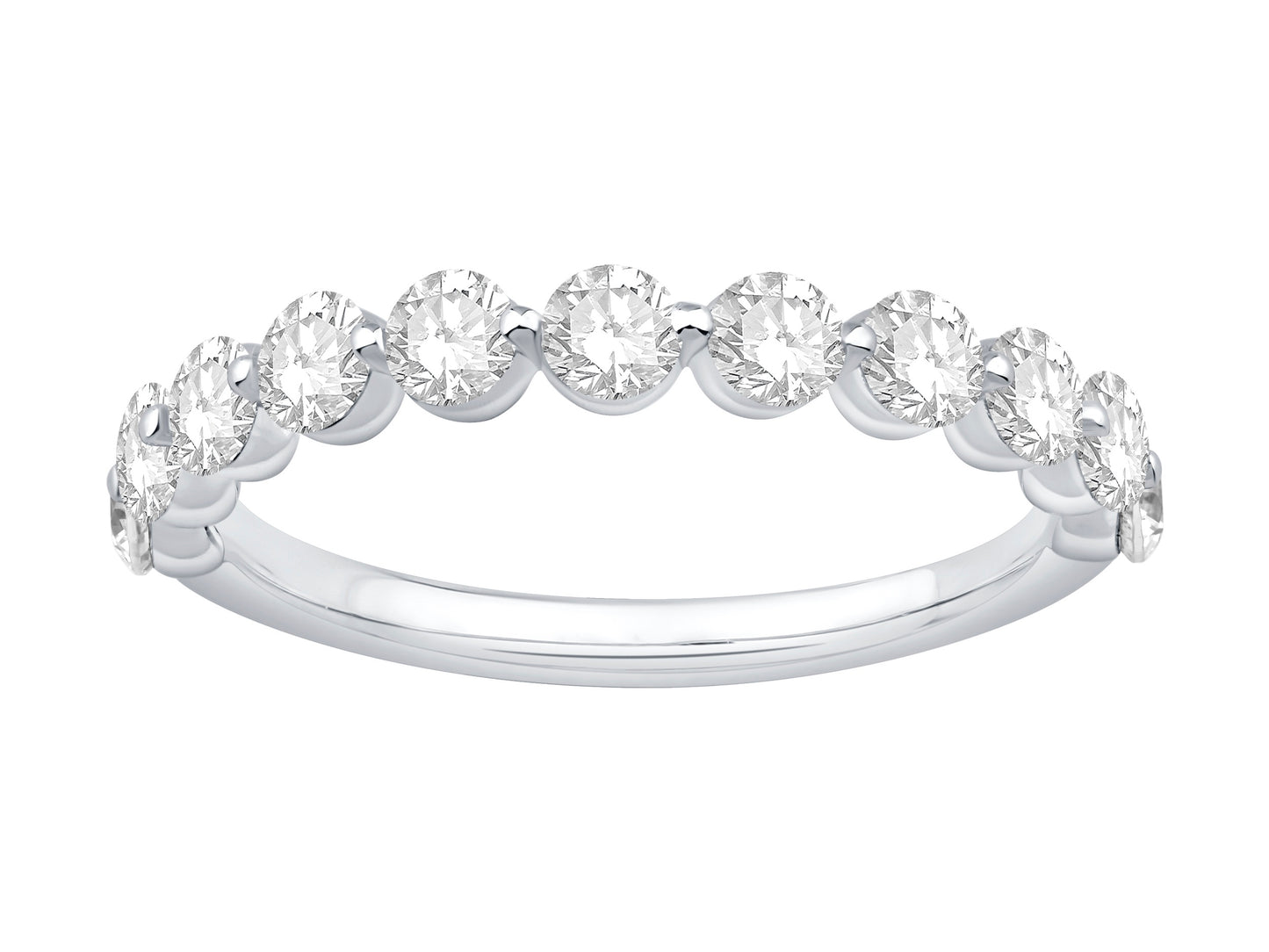 14K White Gold Lab Grown Single Prong Diamond Band Containing 11Rd Toatling 1.00Ct
