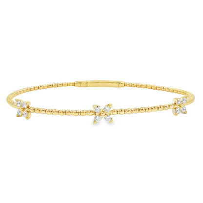 14Kyg Diamond Flex  Station Bracelet Containng 3  Sections  12Rd = 0.32Ct