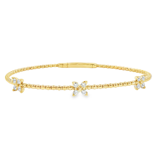 14Kyg Diamond Flex  Station Bracelet Containng 3  Sections  12Rd = 0.32Ct