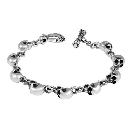 SMALL STERLING SILVER SKULL BRACELET SIZE 8.75