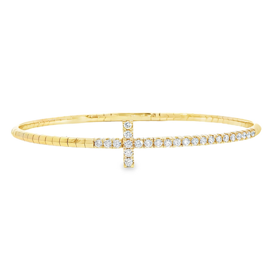 14K Yellow Gold Diamond Long "T" Bracelet Containing Diamonds 24D= 0.51Ct